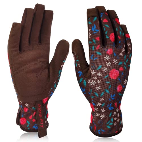 Intra-FIT Gardening Gloves for Women, Synthetic Leather Comfortable Breathable Non-Slip Flexible ,for Gardening/Yard/Working