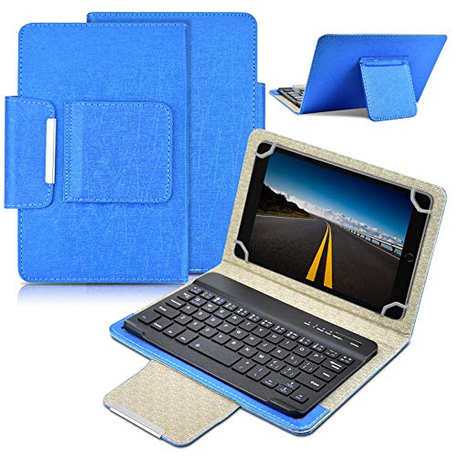 DETUOSI Universal 7.0 inch Android Tablet Case with Keyboard, Removable Wireless Bluetooth Keyboard + PU Leather Folio Book Cover + Stand, Travel Portable Sleeve for iOS/Android/Windows System Tablet