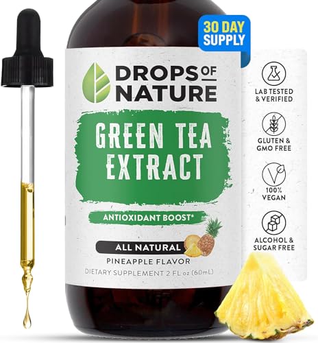 Green Tea Extract - 1000mg - 50% EGCG - Green Tea Liquid Drops, 4x more Powerful than Pills & Capsules - 2oz. Antioxidant & Immune Supplement - Vegan Skin & Heart Support + Brain Health & Memory Boost