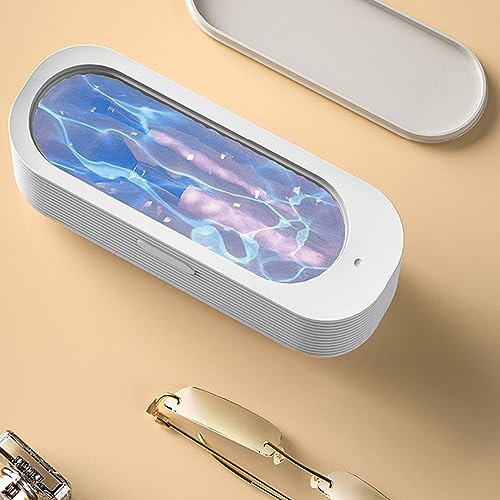 Teocary Jewelry Cleaning Machine, Mini Portable Home Jewelry Cleaner Small High-Frequency Vibration Quick Glasses Jewelry Cleaning Machine Steam Portable Solution Tool for Cleaning