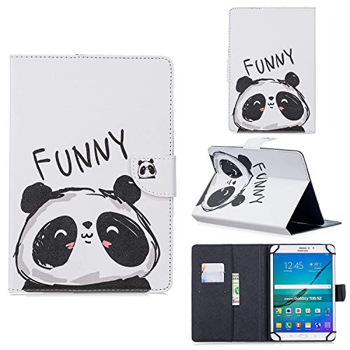UGOcase Universal 7.5'-8.5' Tablet Case, PU Leather Protective Folio Stand Cards Pocket Wallet Case for Mini 5 4 3 2 1/Galaxy Tab A 8.0'/Tab E 8.0/ iOS & Android 8 Inch Tablet, Funny Panda