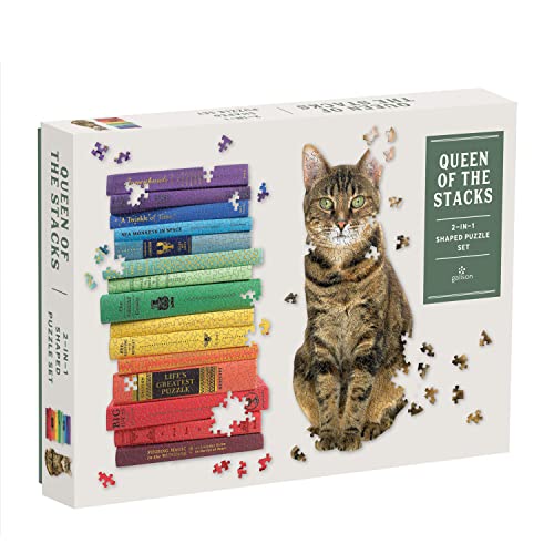 Galison Queen of The Stacks Set of Two Puzzle Set, Multicolor