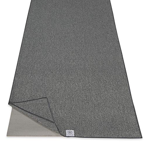 Gaiam Yoga Towel - Mat Sized Active Dry Non Slip Moisture Wicking Sweat Absorbent Microfiber Hot Yoga Towel for Women & Men | Stay-Put Corner Pockets (70' Long x 26' Wide), Grey