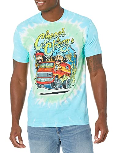 Liquid Blue unisex adult Cheech and Chong Smokin' Ride Tie Dye Short Sleeve T-shirt T Shirt, Multi Colored Tie Dye, X-Large US
