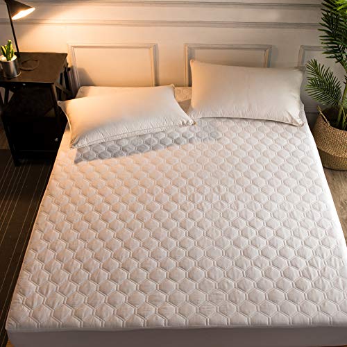 Hani Minna Premium Quilted Fitted Mattress Pad Protector Made with Natural Combed Cotton - Cooling and Breathable Mattress Topper (California King)