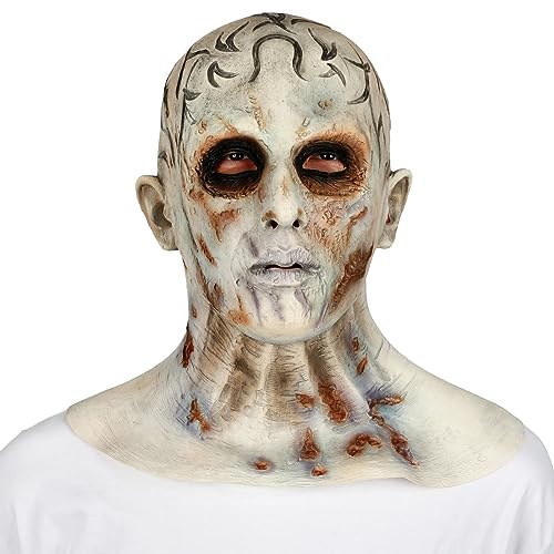 Pigmiss Scary Bald Zombie Mask Halloween Creepy Full Head Latex Demon Mask Horror Headgear Cosplay Costume Novelty Ghostface Props