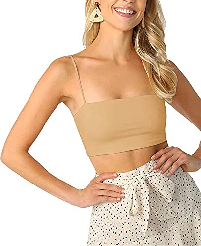 Brachy Women's Seamless Tube Top Padded Stylish Cotton Non-Wired Sports Bra (Size: Free Size Skin)