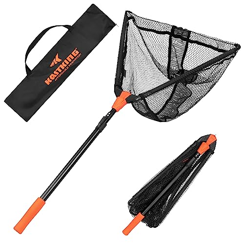 KastKing Pontus Fish Landing Net, Foldable, Extendable, Lightweight & Portable Fish Landing Net With Built In Length Scale, Soft EVA Foam Handle, Aluminum Handle, Fish-friendly Mesh for a Safe Release