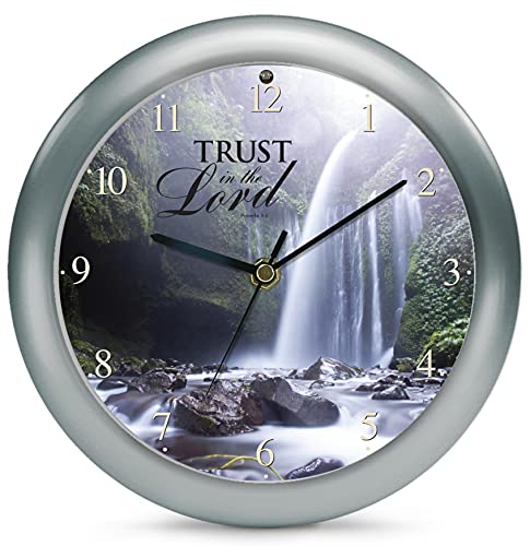 Mark Feldstein & Associates Inspirational Waterfall Trust Silver Tone 8 inch Three Hymn Sound Clock