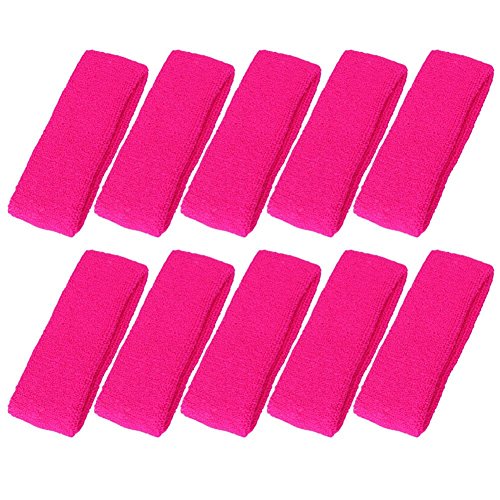 Mallofusa ? 10 PCS Cotton Sports Basketball Headband / Sweatband Head Sweat Band/Brace Gift Party Outdoor Activities (Pink)