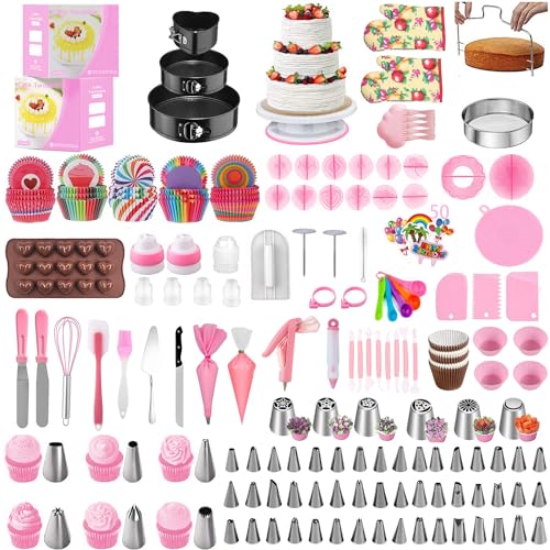 Cake Decorating Supplies 538pcs Cake Decorating Set with Cake Turntable Baking Tools Set for Cakes Cake Turntable, Piping Icing Tips for Beginners or Professional