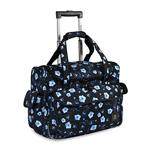 J World New York Donna Rolling Tote Bag on Wheels for Women. Roller Laptop Briefcase Work Weekender, Night Bloom