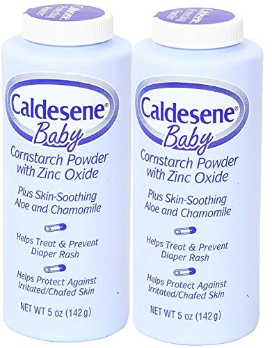Caldesene Cornstarch Baby Powder with Zinc Oxide, Talc-Free Baby Powder, 5 Oz (2 Pack)