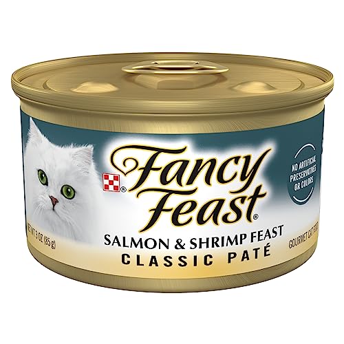Purina Fancy Feast Salmon and Shrimp Feast Classic Grain Free Wet Cat Food Pate - (Pack of 24) 3 oz. Cans