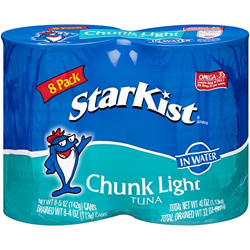StarKist Chunk Light Tuna in Water, 5 oz (8 Pack) Canned Tuna Fish, Wild Caught, Gluten Free, Ready to Eat, Perfect for Salads, Keto Meals and Snacks, with 20g Protein & 90 Calories Per Serving