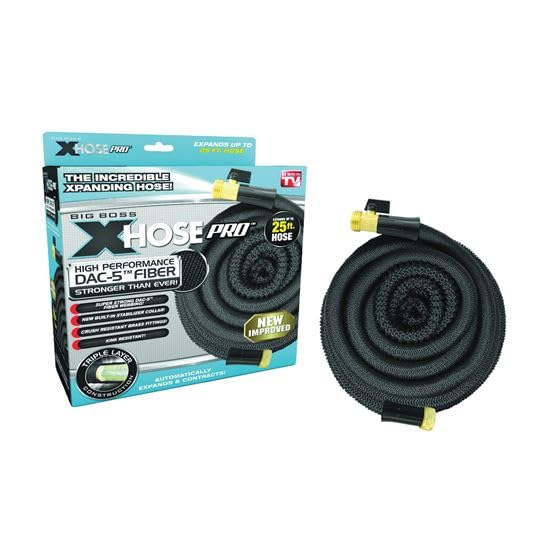 X-Hose Pro Expandable Garden Hose 25 Ft, Heavy Duty Lightweight Retractable Flexible Water Hose, Weatherproof, Crush Resistant Solid Brass Fittings, Kink Free Hose as Seen on TV