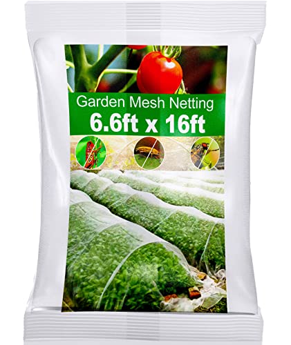 Garden Insect Mesh Netting 6.6ft x 16ft (2m x 5m), Wohohoho 1mm Ultra Fine Mosquito Netting Bug Netting Bird Netting Insect Barrier, 60 Mesh per Inch Plant Cover for Gardening Vegetables Fruits Tree