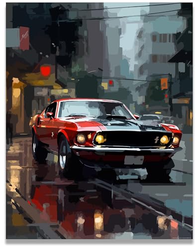 Inspirational Wall Art Co. - Scintillating | 1969 Ford Mustang Poster - Car Posters for Boys Room - Car Wall Decor - Car Room Decor - Car Posters for Men | 11x14 Inches Unframed