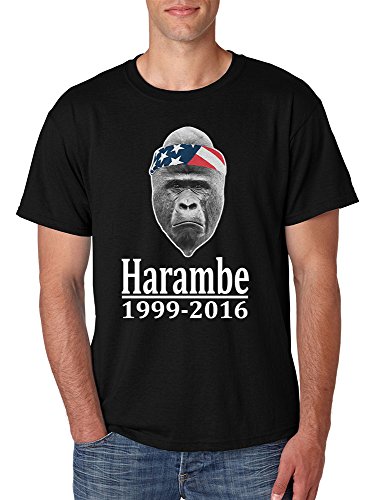 ALLNTRENDS Men's T Shirt Harambe Gorilla Support Zoo R.I.P T Shirt (2XL, Black)