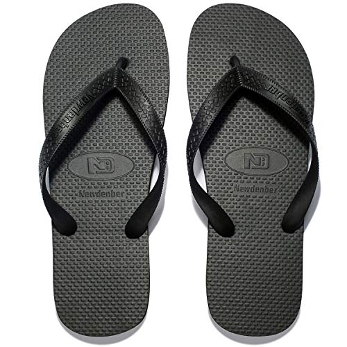 NewDenBer Men's Rubber Flip Flops Classical Comfortable EVA Beach Shower Sandals (13 M US Women / 10 M US Men, Black)