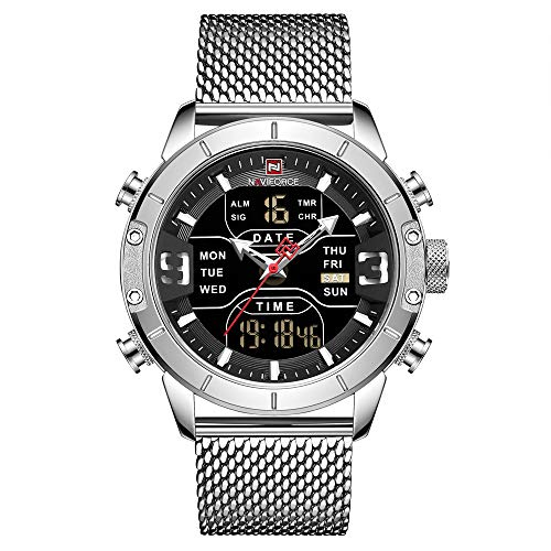 NAVIFORCE Digital Watch Men Waterproof Sports Watches Stainless Steel Military Quartz Clock Wristwatch
