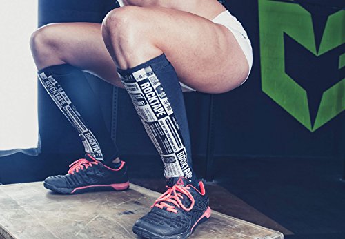 Rocktape Rock Guards, Leg Compression Sleeves for Working Out and Injury Prevention, Protection Shin Guards (2 Sleeves), Small, Manifesto