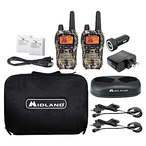 Midland – T75PV5D X-TALKER Extreme Dual Pack - 22 Channels, 121 Privacy Codes, Water Resistant - Clear Communication with Weather Alert - Carrying Case & Headset Included – Camo
