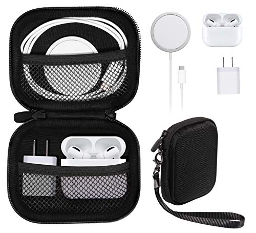 Travel Protection and Storage Case for Airpods Case, Featured Design, mesh Pouches for airpods case, Wall Charger and Cable, (Black)