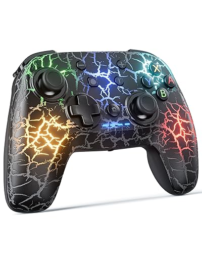 FLIEEP Switch Controller, Wireless Pro Controller for Switch/Switch OLED/Switch Lite, 9 Color Adjustable LED Wireless Switch Controller with APP Customize/Crack/Turbo/Macro/Vibration/Motion Control
