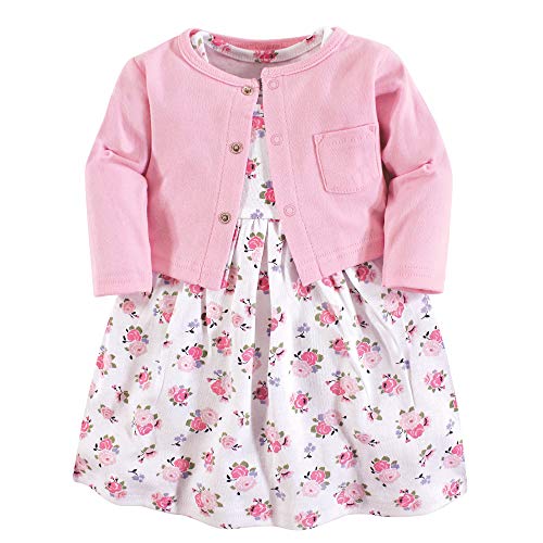 Luvable Friends baby girls and Cardigan Casual Dress, Pink Floral, 9-12 Months US