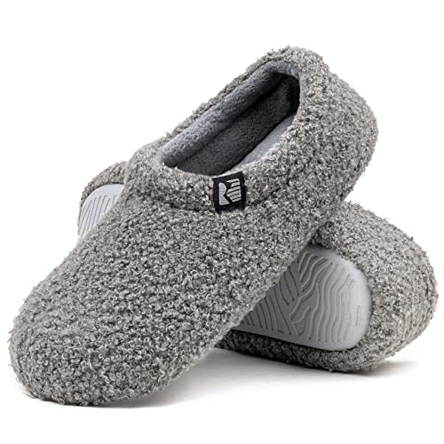 RockDove Women's Teddy Fleece Closed Back Indoor Slipper, Size 5-6 US Women, Dark Gray