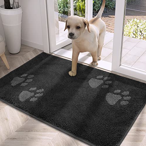 PURRUGS Dirt Trapper Door mat 20' x 31.5', Non-Skid/Slip Machine Washable Microfiber Entrance Rug, Shoes Scraper, Dog Door Mat, Super Absorbent Floor mat for Muddy Wet Shoes and Paws, Charcoal