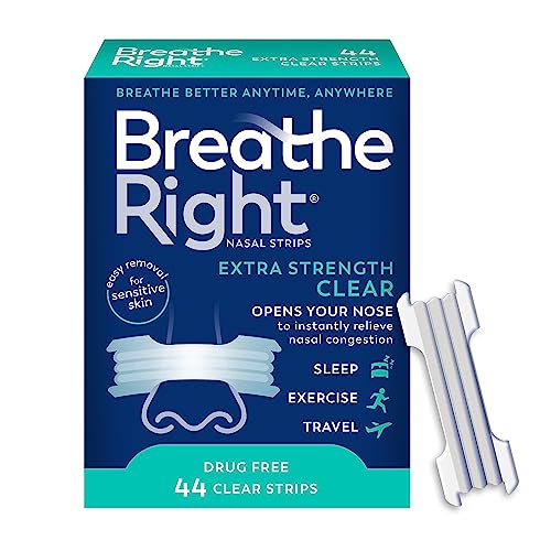 Breathe Right Extra Clear DrugFree Nasal Strips for Nasal Congestion Relief, 44 Count , 1 Count