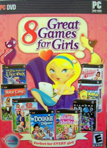 8 Great Games for Girls - The Enchanted Unicorn, Horse Camp, My Dream Job Babysitter, Doggie Daycare, Happy Trails Animal Shelter, Diamond Drop Deluxe, Supermarket Mania & Fashion Craze PC DVD-ROM