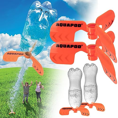 Aquapod Screw on Curved Water Rocket Fins (2 pk)- Compatible with Any 2 L Bottles - Makes Bottle Spiral in Air - Fun Educational STEM Toy & Holiday Accessory to Water Rocket Launcher