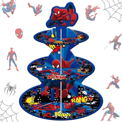 Spider Cupcake Stand, 3 Tier Spider Cardboard Cupcake Stand Cupcake Holder Spider Party Table Centerpieces Decorations for Kids Birthday Party Supplies