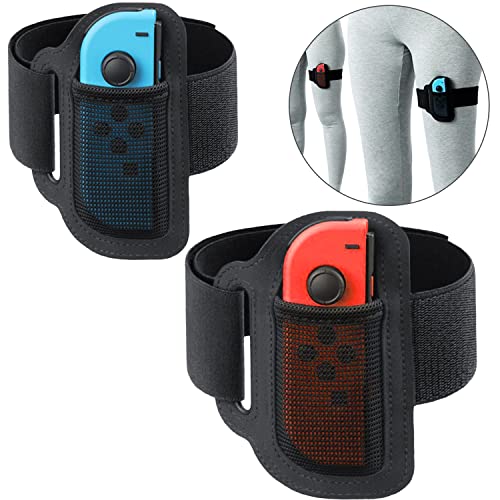 2 Pack Upgraded Leg Strap Adjustable Elastic Band for Joycon Joy Con Controller Playing Switch Sports and Ring Fit Adventure Games Accessories – 2 Size for Adults and Children