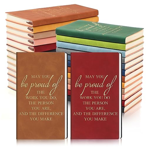 Ctosree Thank You Gifts A6 Leather Journal Bulk May You Be Proud of The Work Sign Appreciation Employee Gifts Notebook Small Notepad Inspirational Gift for Employee Women Men Coworker Office (24)