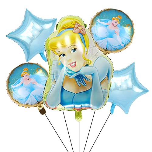 BXM 5PCS Cinderella Balloons for Kids Birthday Baby Shower Princess Theme Party Decorations