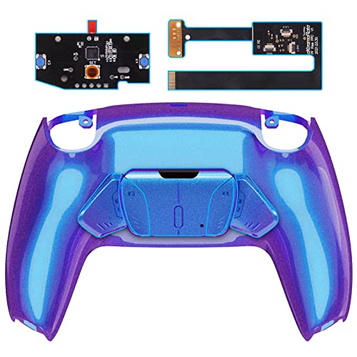 eXtremeRate Chameleon Purple Blue Programable RISE4 Remap Kit for PS5 Controller BDM 010 & BDM 020, Upgrade Board & Redesigned Back Shell & 4 Back Buttons for PS5 Controller - Controller NOT Included