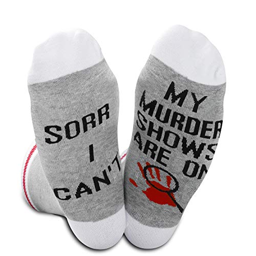GJTIM 2PAIRS Novelty Gift Sorry I Can't My Murder Shows Are On Perfect Socks For Mystery Movie Lover (Murder Shows Are On)