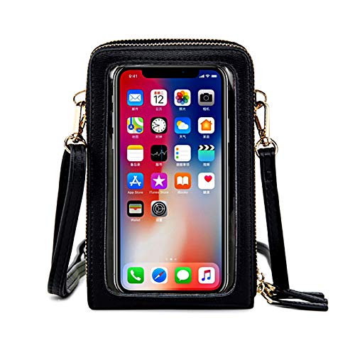 Touch Screen Crossbody Cellphone Purse, Adjustable Straps RFID Blocking Wallet Handbag Shoulder Strap for Women (Black)