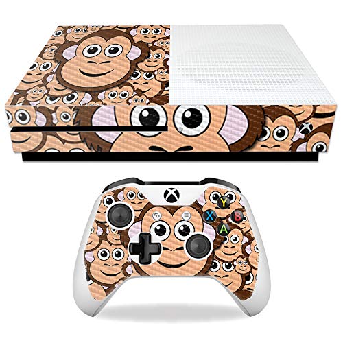 MightySkins Carbon Fiber Skin for Microsoft Xbox One S - Monkey | Protective, Durable Textured Carbon Fiber Finish | Easy to Apply, Remove, and Change Styles | Made in The USA