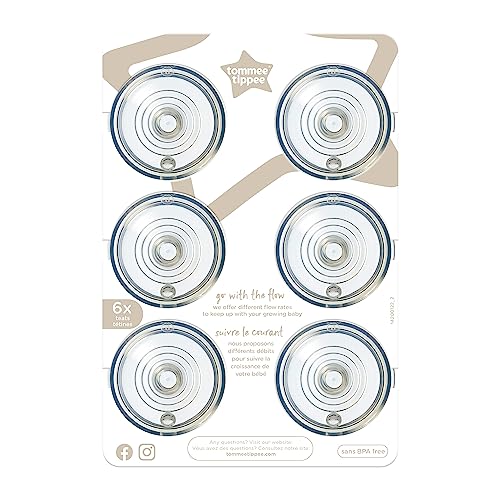 Tommee Tippee Closer to Nature Baby Bottle Nipples, Medium Flow | Breast-Like, Anti-Colic Valve, Soft Silicone (3m+, 6 Count)