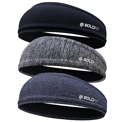 Boldfit Strapless Premium Headband for Men, Moisture Wicking Sweat Band, Set of 3 Sports Headband for Gym, Running, Cycling, Football, Yoga - Non-Slip Design, Breathable, Versatile Fit, (Multi Color)