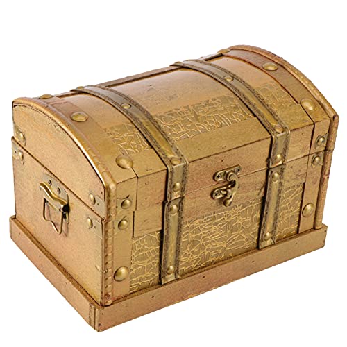 KESYOO Retro Wooden Pirate Treasure Chest Box Gem Jewelry Storage Organizer Trinket Keepsake Treasure Case Decor Without Lock Size Sparty Favor