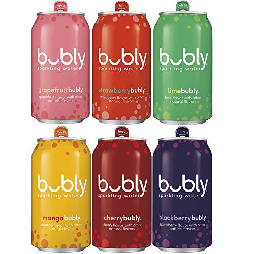 bubly Sparkling Water, 6 Flavor Variety Pack, 12 fl oz Cans (18 Pack), zero calories & zero sugar