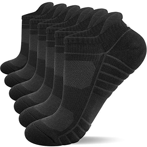 Lapulas Ankle Socks Cushioned No Show Socks Sport Low Cut Socks for Men and Women 6Pairs Black Large