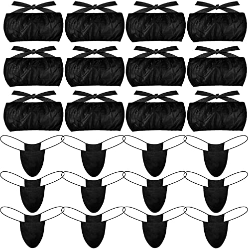 Geyoga 100 Pcs Women Disposable Underwear Set,Disposable Bras and Thong Panties for Spa,Disposable Strapless Underwear Spray (Black)