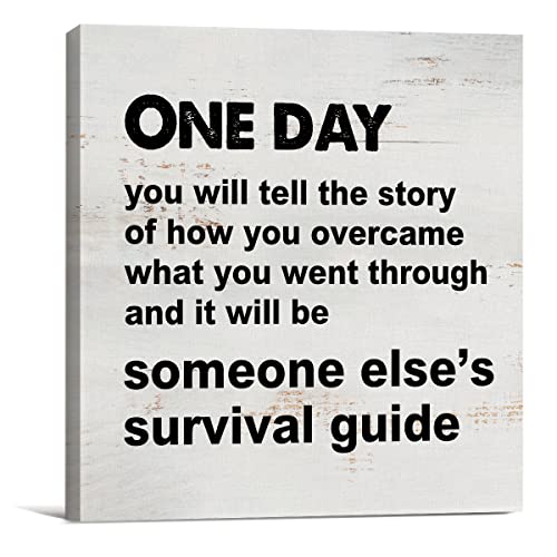 One Day You will Tell the Story Sign Canvas Wall Art Home Decor 8 x 8 Inch Inspirational Canvas Print Painting Framed Plaque Rustic Desk Shelf Art